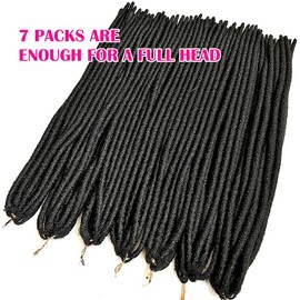 Supernova Hair 7 Pcs/pack Goddess Gypsy Locs Crochet Hair 24Inch Pre Looped Soft Faux Locs Dreadlock Crochet Braids Hair Extensions Synthetic Hair (24inch, Pack of 7 Pcs)