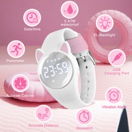 Kids Watches for Girls Boys Digital Sport Watch with Step Counter Pedometer Vibration Alarm Clock, No App Waterproof Fitness Tracker Kids Watch Boys Girls Teens Students Ages 5-16