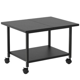 SwaaVee Printer Stand with Storage Under Desk Shelf, Desktop Printer Stand Organizer, Rolling Printer Cart Storage Paper Files Holder for Desk, Office, Home, (Black)
