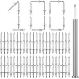 Eleanly 100PCS Double Head Skirting Thread Seamless Nail Skirting Line Without Marks Nail Skirting Line Special Hidden Nails with Nail Specific Sleeve Tool for TV Backdrop Furniture Sofa Headboards