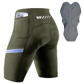 Lo.gas Cycling Shorts Men's Padded Cycling Shorts for Men Gel Padded with Pockets Road Shorts Breathable Quick-Dry, Green