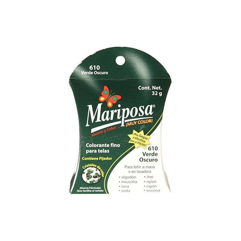 Mariposa Colorante para Ropa, Cristales de color Verde Oscuro Numero