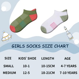 Comfoex Girls Socks Ankle Running Socks For Kids 4-6 6-8 8-10 Years Old Short Socks With Cushioned Sole 8 Pairs