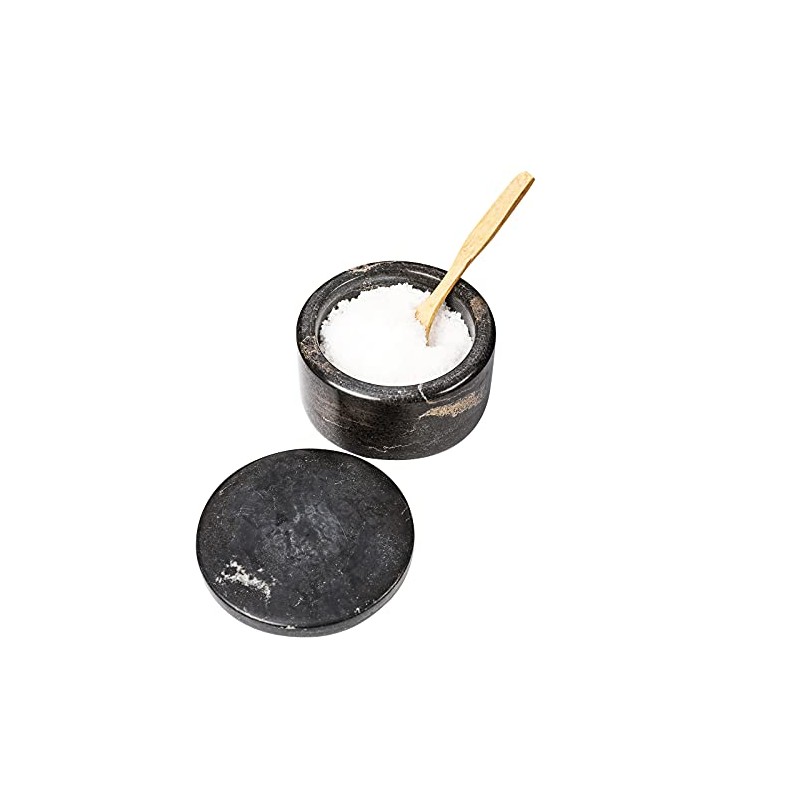 Marble Salt Box Salt Cellar with Lid 4 FL OZ