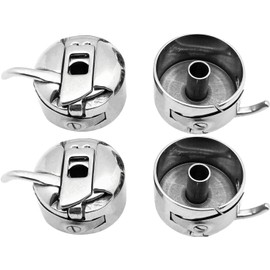 YEQIN 4PCS Stainless Steel Bobbin Case Class 15 Front Load, Compatible with Singer Brother Janome Household Sewing Machine Replacement Parts
