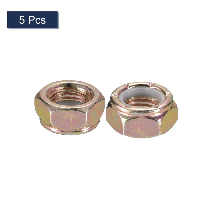 sourcing map 5Pcs 7/16"-20 Nylon Insert Hex Lock Nuts, Carbon