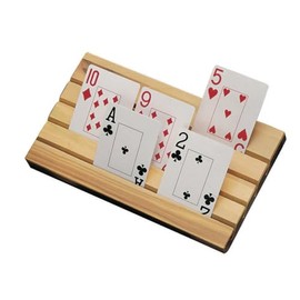 S&S Worldwide Large Wooden Playing Card Holder. 9.5" x 5.5" x 3.25" Holder has 4 Graduated Slots for Easy Viewing. Great for Seniors.