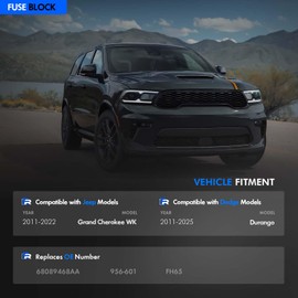 68089468AA Headlight Main Fuse Block Fit for Dodge Durango 2011-2023 for Jeep Grand Cherokee 2012-2021, Grand Cherokee WK 2022, 12V Power Distribution Module Box Replaces# 956-601 FH65 956601