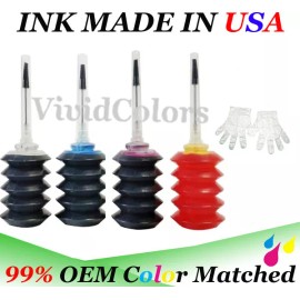 Vivid Colors  4 color bulk refill ink kit w Accessories for ALL HP printers inkjet Printers