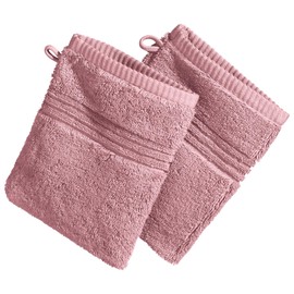 Erwin Müller Walk Terry Wash Mitt Constance Pack of 2 Dusky Pink Size 15 x 21 cm – Very High Quality and Ultra Absorbent, 100% Cotton