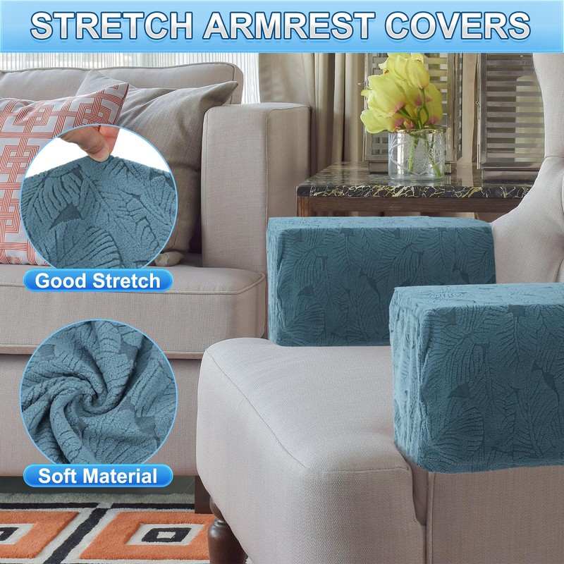 sourcing map 2Pcs Stretch Armrest Covers, Polyester Soft Armchair Slipcovers