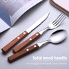 Cutlery Set with Wooden Handle, Shiny Stainless Steel Cutlery Including