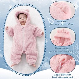 AiWMGL Baby Bear Onepiece Outfit Suit Newborn Fleece Jumpsuit Romper Hooded Warm Winter Snowsuit Clothes Boy Girl 0-12 months