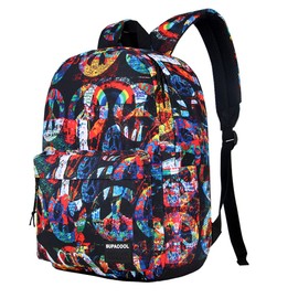 SUPACOOL Lightweight Kids Backpack Laptop Backpack with USB Charging Port for Men and Women,School bookbag for boys and girls Daily use backpack, Backpack for College (Peace)