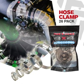 NITRO4X4 Stainless Steel Hose Clamps Set - 26 Pack Adjustable Hose Clamp (1/4 to 2-3/4 Inch, 6-70mm) - Heavy Duty Radiator Hose Clamps for Fuel Line, Plumbing, Automotive, and Mechanical Applications