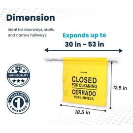 Alpine Restroom Closed for Cleaning Sign - Caution Door Barricade Signs, English & Spanish Yellow Safety Hanging Sign for Commercial Bathrooms Maintenance