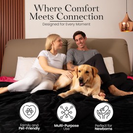 CREW FLX Waterproof Blanket for Bed – Reversible Plush Throw with Leakproof TPU Layer – Stain-Resistant, Washable Bed Protector with Soft Fleece Travel Bag (82"x82") – Red/Black