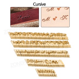 ZONEPACK Copper Brass Stamping Flexible Letters Numbers Alphabets Symbols Characters Molds CNC Engraving Molds for Hot Foil Stamping Machine (83pcs Cursive)