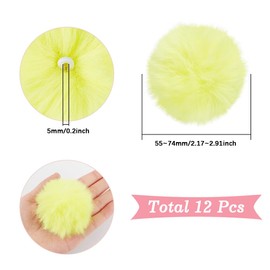 SUNNYCLUE 12Pcs Yellow Faux Fur Pom Fluffy Pom Pom Balls Soft Imitation Rabbit Fur Fuzzy Round Knitting Decorations Craft Pompoms Ball for DIY Art Crafts Keychain Hats Shoes Garments Party Findings