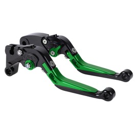 A ABSOPRO Short Long Brake Clutch Levers for Yamaha YZF R1 15-22 6 Position Adjustable Motorcycle Handlebar Brake Lever Aluminum Alloy Black Head Green Handle