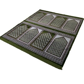 Modefa Turkish Islamic Prayer Rug - Large Gathering & Group Praying Carpet - Wide Plush Velvet Praying Mat - Multi Person Muslim Janamaz Sajada for Family or Mosque - 8 Person (Green #2)