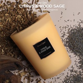 HomeLights Scented Candles, Candles for Home Scented, Large Jar Aromatherapy Candles, Natural Soy Wax, 130 Hours Long Burning Candles Gift, Citrus & Wood Sage