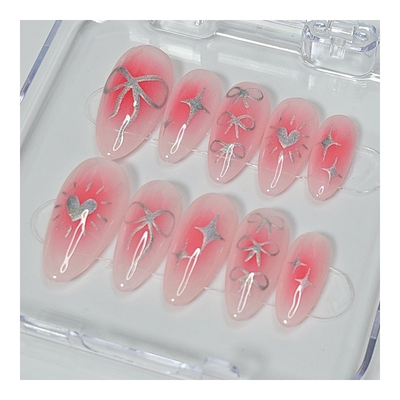 Hologram iron taste handmade nail tips - short nose pin
