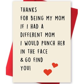 Sarcasm Card for Mom Mother's Day Card, Funny Birthday Greeting Card for Mommy Mama Stepmom, Unique Mothers Day Gifts for Daughter Son