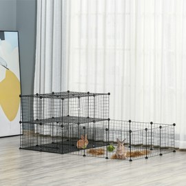 Heemab Creates a Safe Space with Portable Metal Pet Playpen for Small Animals, DIY Design for Bunnies, Guinea Pigs, and Chinchillas, Black
