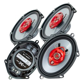 4X Soundxtreme ST-680 5x7 Inch / 6x8 Inch 3-Way 700 Watts Coaxial Car Speakers 4-Ohm Polypropylene Mid-Woofer Cone Material Polyester Foam Speaker Surround