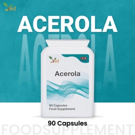 VED Bio-Acerola-Kirsche, sprühgetrocknetes Acerola-Kirschsaftpulver 850 mg, 90 Kapseln (Vorrat für 45 Tage)