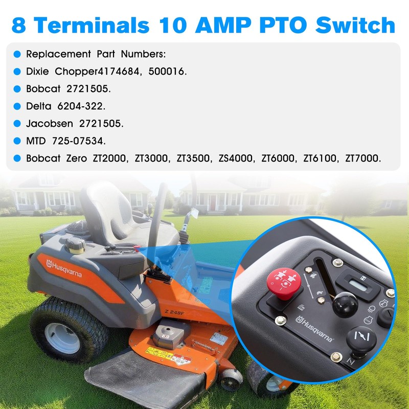 Mower PTO Switch for Delta 6204 6201 Series 8 Terminals 10 AMP PTO