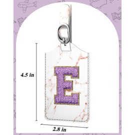 Fintie Letter Luggage Tag, PU Leather Embroidered Monogrammed Luggage Tag for Suitcase Baggage Handbag Travel Bag Label (Marble Purple, E)