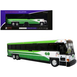DCD MCI D4500CT Commuter Coach Bus White Green Limited Edition for Metrolinx GO Transit Ontario Automatic Transmission-the Bus