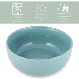 Elanze Designs Bistro Glossy Ceramic 8.5 inch Large Serving Bowls Set of 2 - Perfect for Multiple Everyday Uses: Pasta, Salad, Ramen, Soup, Popcorn, Noodles, Cereal and Mixing Bowls, Ice Blue