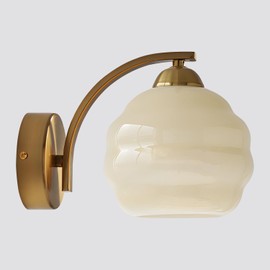 Flyrose Mid Century Modern Gold Wall Sconce Glass Sconces Wall Lighting Bathroom Vanity Light Fixtures Globe Wall Lamp Bedroom Wall Lights for Living Room Bedroom Hallway Foyer
