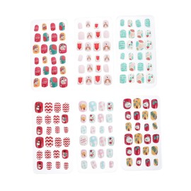 BIUDECO 144pcs and Girls Fake Nails Xmas Themed Press Nail Art for Girls Fun Holiday Tips Santa Christmas Tree Designs Easy to Apply Party Favors