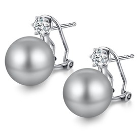 jiamiaoi Pearl Earrings Silver 925 Hanging Pearl Earrings Stud Silver Earrings Pearl Earrings Silver/Pink/Gold Hook Earrings with Pearl Hanging Drop Pearl Earrings Dangle, Sterling Silver