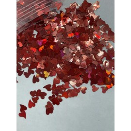 Valentine's Holographic Red Heart Nail Glitter | 1 TSP | Nail Art & Acrylic