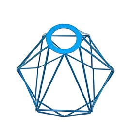 LEDSone Modern Geometric Easy Fit Diamond Pendant Ceiling Light Lampshade Metal Wire Cage Lampshade for Living Room, Restaurants (Blue)