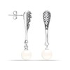 LeCalla 925 Sterling Silver Zirconia Antique Pearl Drop Dangle Stud