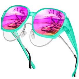 URUMQI Oversized Sunglasses Fit Over Glasses for Women, Polarized Square Shades UV400 Protection Extra Large Sunnies