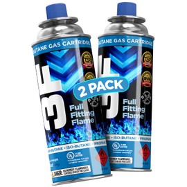 3F Butane Fuel Canister, 8oz, 2 Pack, For Camping Stoves and Torch Heads Compatible with 8oz Canisters, Triple Seamed RVR (TSR/RVR), Refined and Pure