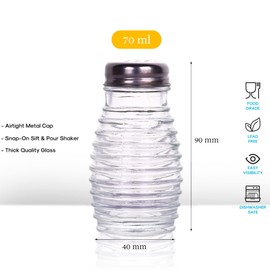 1st Choice Salt and Pepper Shakers with Stainless Tops Set of 2 (Striped Oval Shakers)