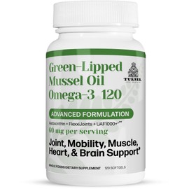 TURNER New Zealand Green Lipped Omega-3 Mussel Oil, 53x Higher Potency with UAF1000+ Super Antioxidant for Superior Joint Comfort & Mobility, No Fishy Aftertaste, 1 Bottle, 120 Softgels