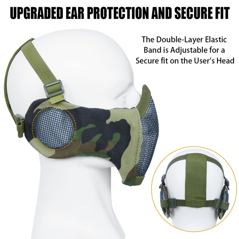 Hodeacc 3 Pcs Tactical Half Face Mesh Mask Set, Adjustable