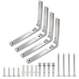 Cjueiom 4 Pcs 6 Inch Brushed Shelf Bracket, L Shaped Bracket, Angle Brackets Heavy Duty for Bookshelf Table Furniture Window Wall Wood Board, 150mm*125mm