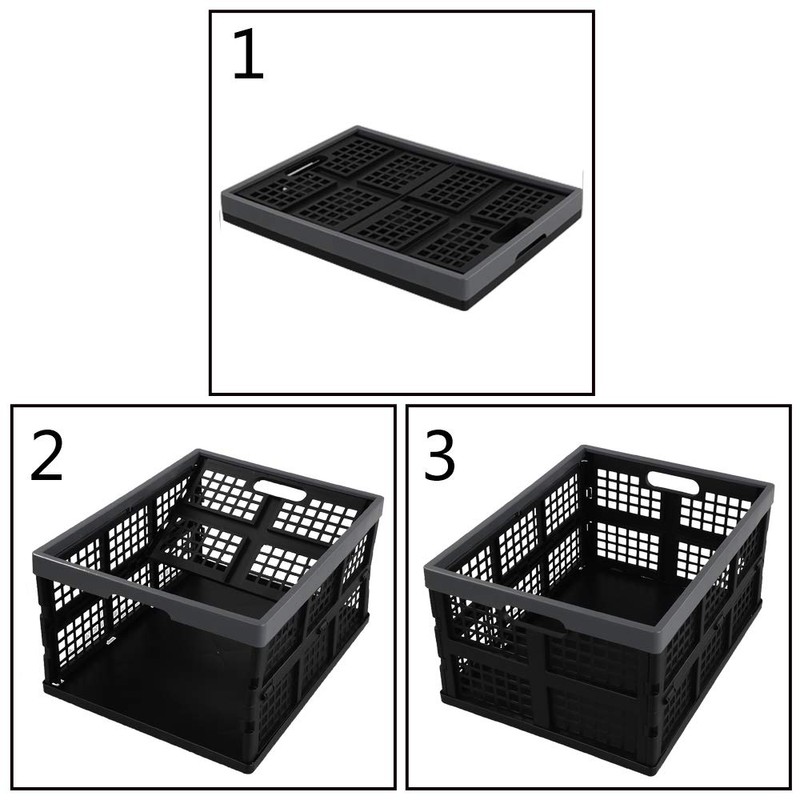 Fiazony 3-Pack 32 L Collapsible Crates, Plastic Folding Storage Crates