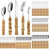 Eboot Bamboo Silverware Set 18/8 Stainless Steel Tableware Set Natural