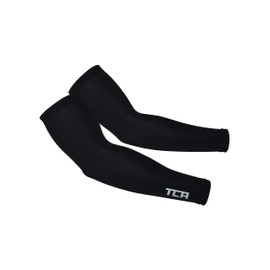 TCA Arm Sleeves with UPF 50+, Anti-Slip, All-Season Arm Warmers for Men and Women Breathable Outdoor for Cycling, Running, Gaming, Compression Sleeve Arm - Black, S